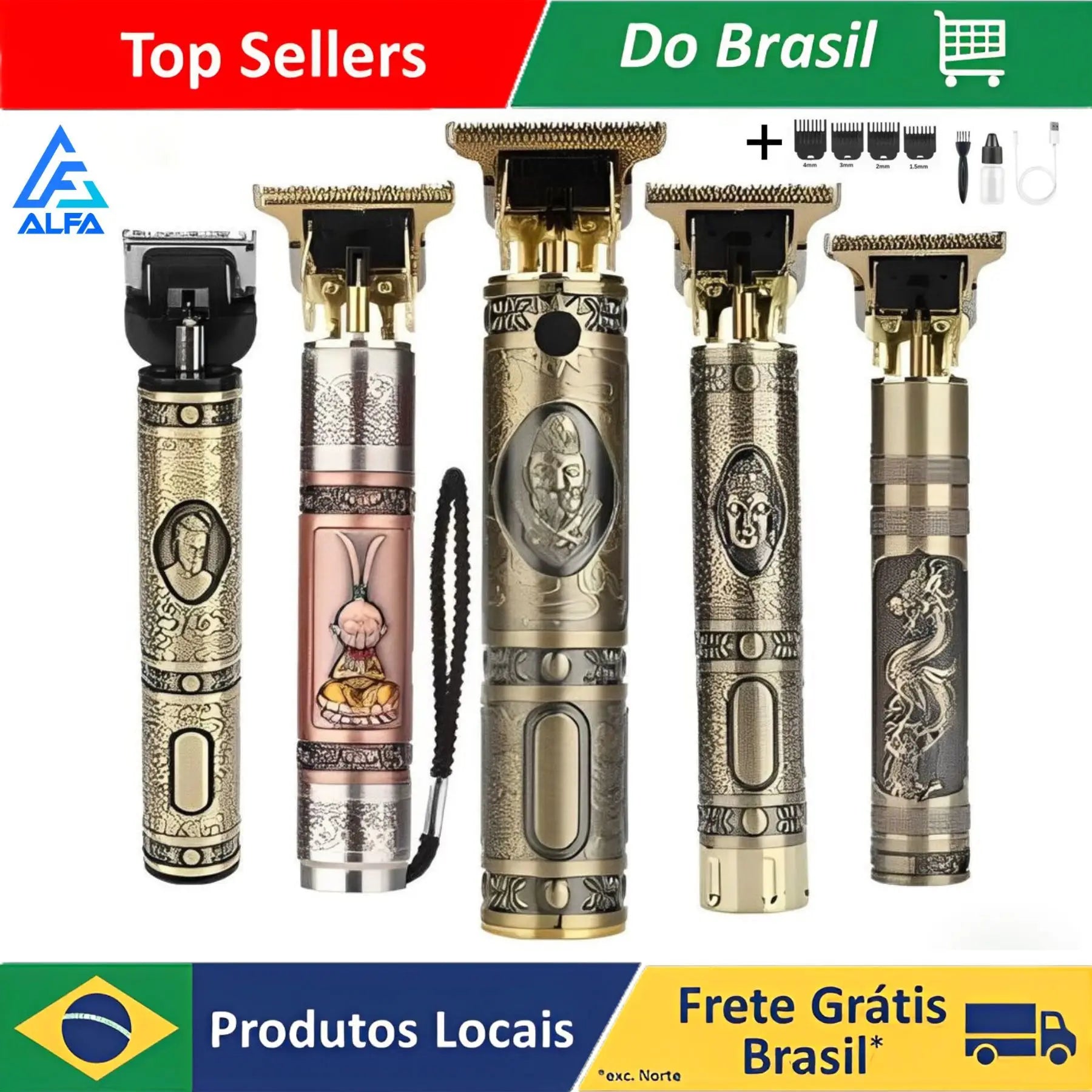 Storazone ALFA Máquina De Cortar Cabelo Parágrafo Barba Masculina Designer Aleatório Elétrico Profissional