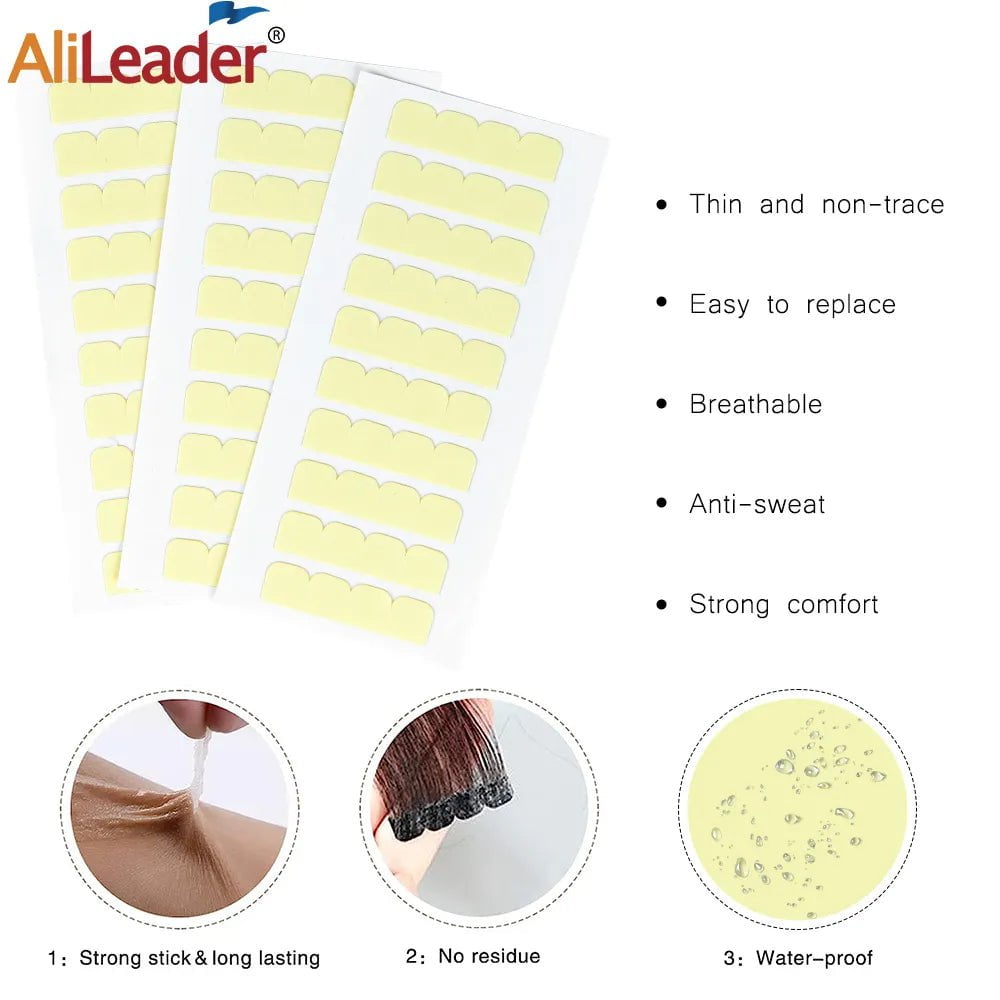 Storazone Alileader 5sheets 60pcs Hair Extension Tape Adhesive Bonding Double Sided  Strong Waterproof Tape For Hair Extension/Lace/Toupee