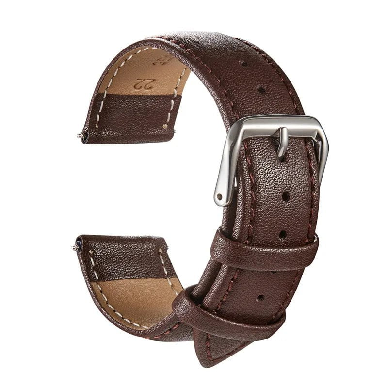 Storazone All Brown / 20mm Genuine Leather Watchbands Calfskin Replace Wristwatch Straps 18mm 20mm 22mm 24mm Watch Accessories Men Women Soft Watchband