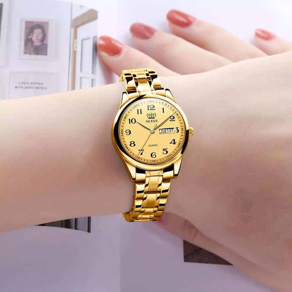 Storazone All gold face OLEVS Women's Wrist watch Original Luxury Watches for Ladies Waterproof Stainless Steel Quartz Woman Wristwatch Gold 2022 trend