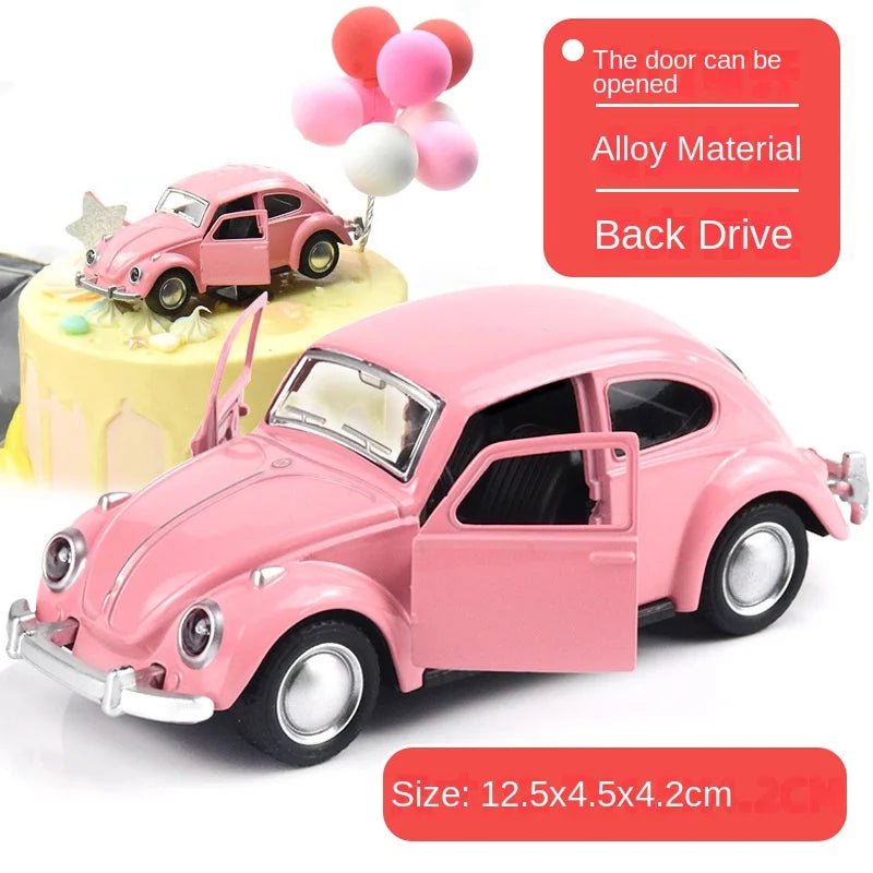 Storazone Alloy car model Beetle vintage car door opening force Children's toy car cake decoration Car carrying accessories