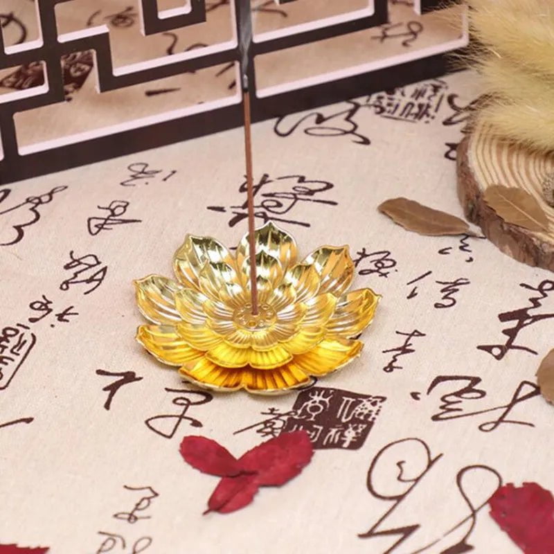 Storazone Alloy Incense Burner Stick Holder Buddhism Lotus Line Incense plate Sandalwood Coil Base Temples Yoga Studios Home Decoration