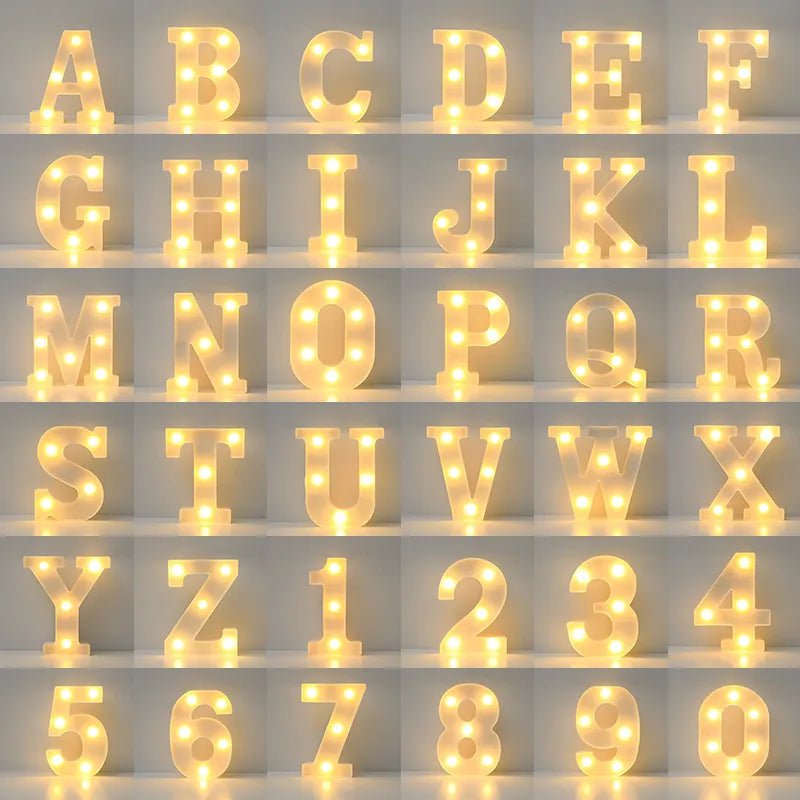 Storazone Alphabet LED Letter Lights Luminous Number Lamp Battery Night Light for Wedding Birthday Christmas Party  Home Decoration