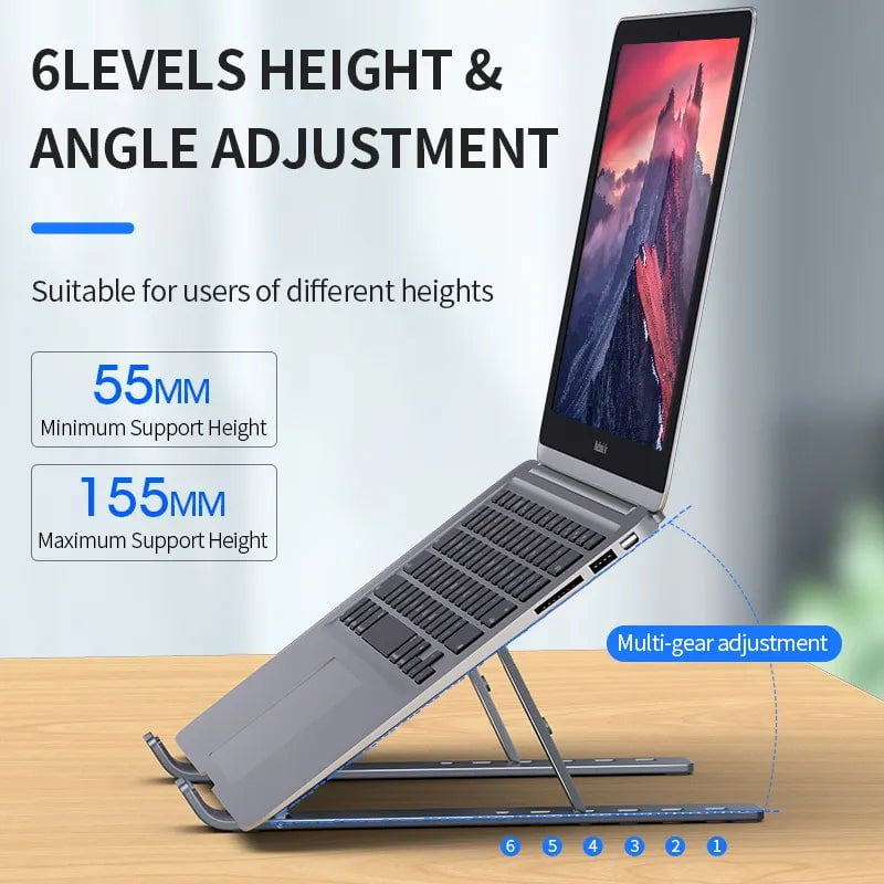 Storazone Aluminum Alloy Laptop Holder Stand Adjustable Foldable Portable for Notebook Computer Bracket Lifting Cooling Holder Non-slip