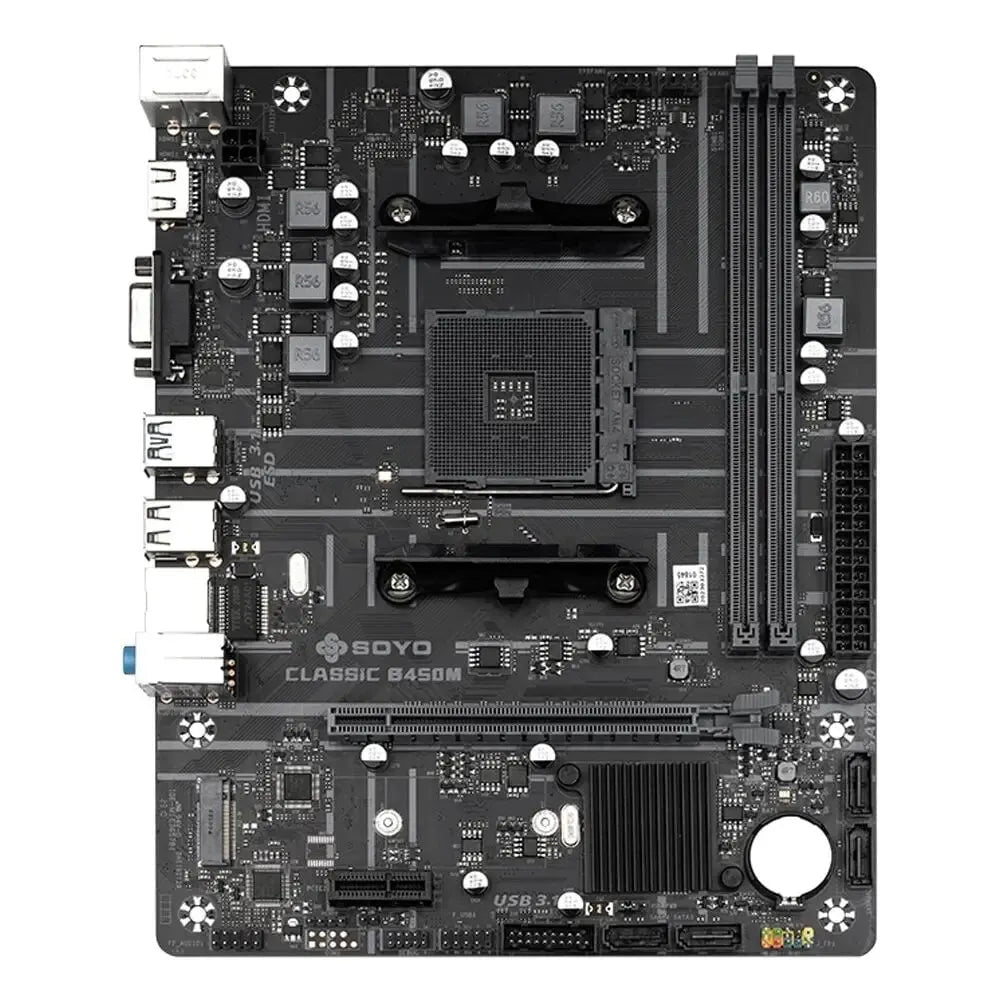 Storazone AMD B450M SOYO Motherboard Classic AMD B450M Dual-channel DDR4 Memory AM4 Mainboard M.2 NVME (Supports Ryzen 5500 5600 5600G CPU) Full New