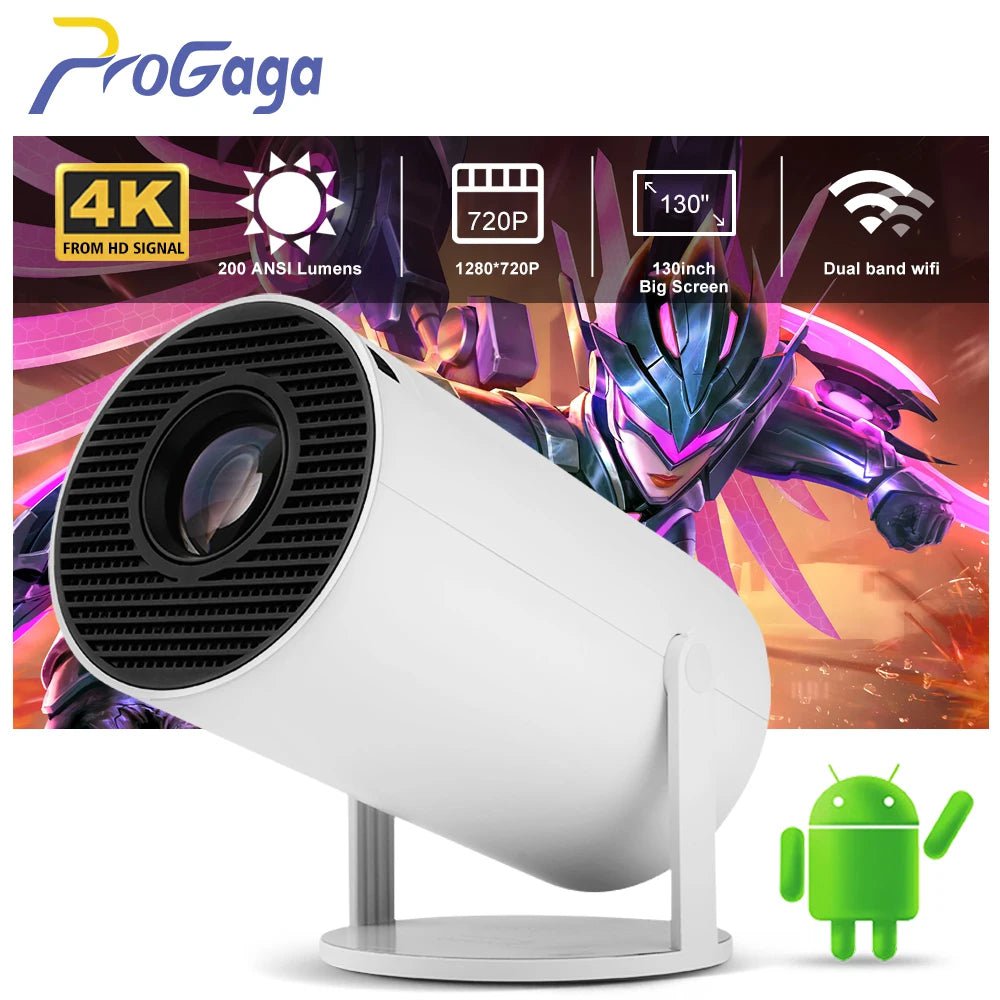 Storazone Android Version / EU Plug / brazil Progaga Projector 4K Android 11 WiFi 200 ANSI Allwinner H713 HY300 BT5.0 1080P 1280 x 720P Home Cinema Outdoor Portable Projetor