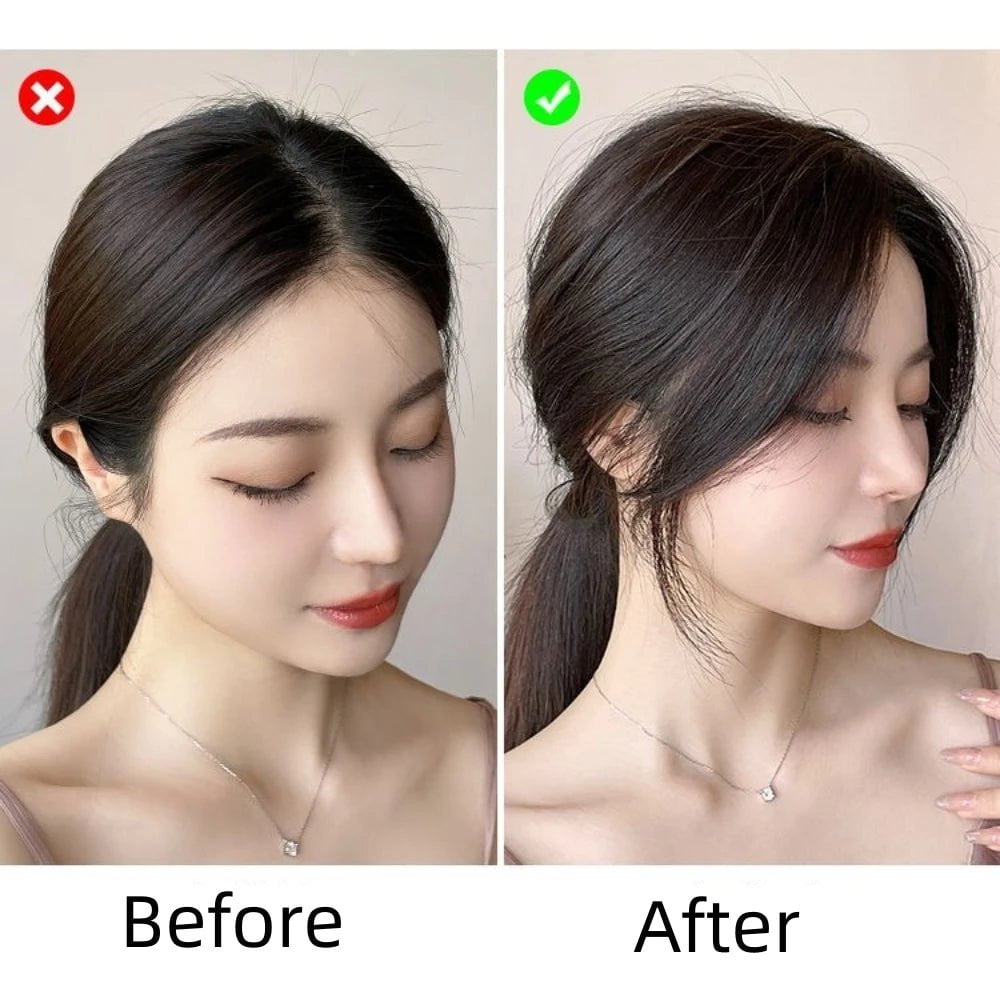 Storazone Anemone Natural Human Hair Bangs Side Fringe for Women 3D Middle Part False Bangs Clip-in Exrensions Invisible Hairpieces