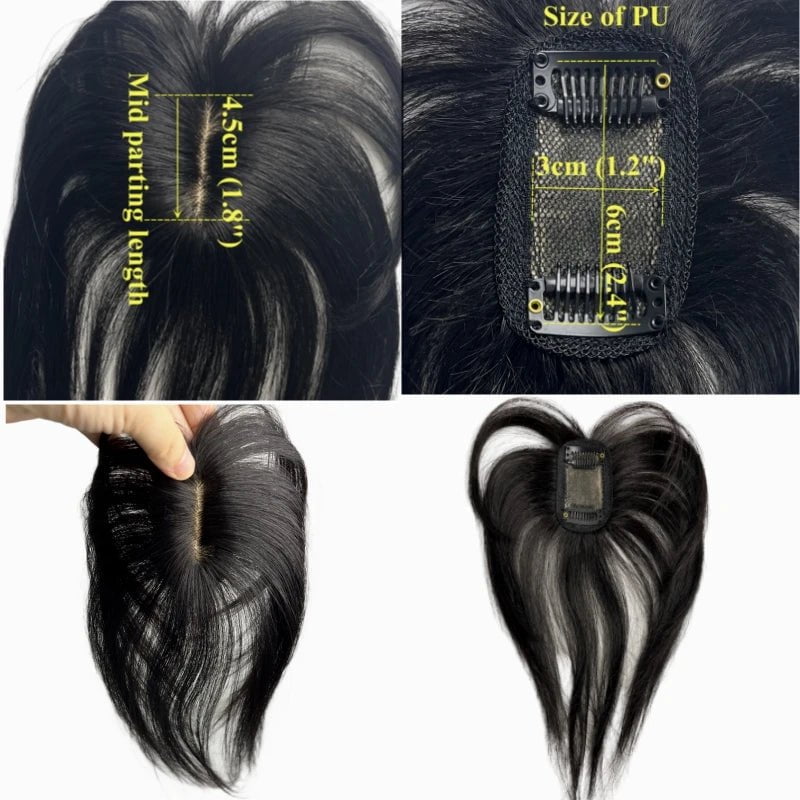 Storazone Anemone Natural Human Hair Bangs Side Fringe for Women 3D Middle Part False Bangs Clip-in Exrensions Invisible Hairpieces