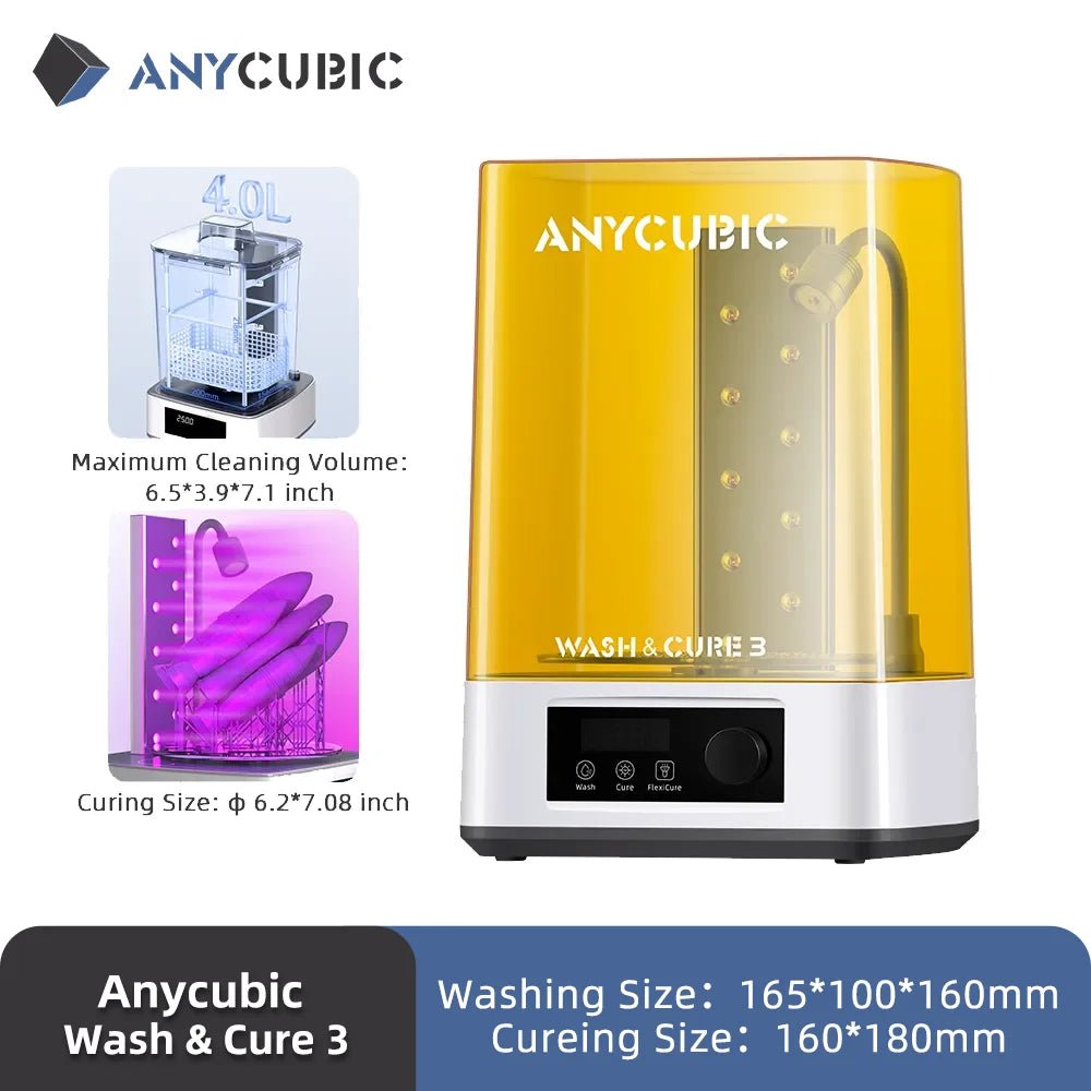 Storazone ANYCUBIC Wash & Cure 3 For Mars Photon Mono 2 LCD SLA DLP 3D Printer Models UV Rotary Curing Resin Cleaning Machine 2 in 1