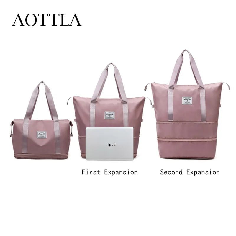 Storazone AOTTLA Travel Bag Women Shoulder Bag Quality Casual Handbag Double Zipper Expansion Bag Large Female Bag Fashion New Luggage Bag