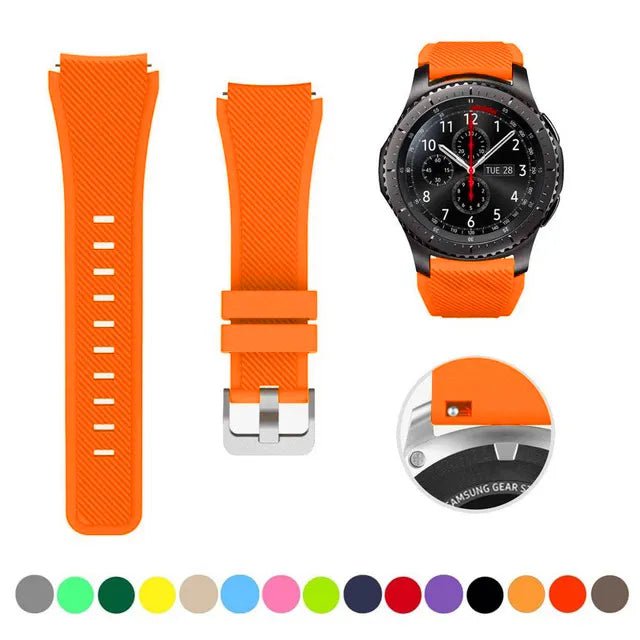 Storazone Apricot orange 20 / 22mm / CHINA 20mm 22mm Strap For Samsung galaxy watch4 44mm/40mm 5 pro active 2 Gear s3 Silicone Correa bracelet Huawei Watch gt2/3/2e band