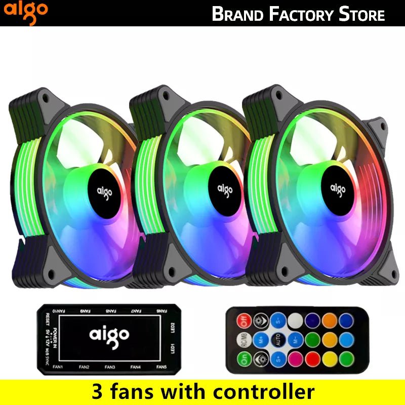 Storazone AR12-3IN1 / WHITE / A-RGB Aigo AR12 120mm pc computer Case Fan RGB Heatsink aura sync sata port 12cm Cooler argb Silent controller fan cooling ventilador