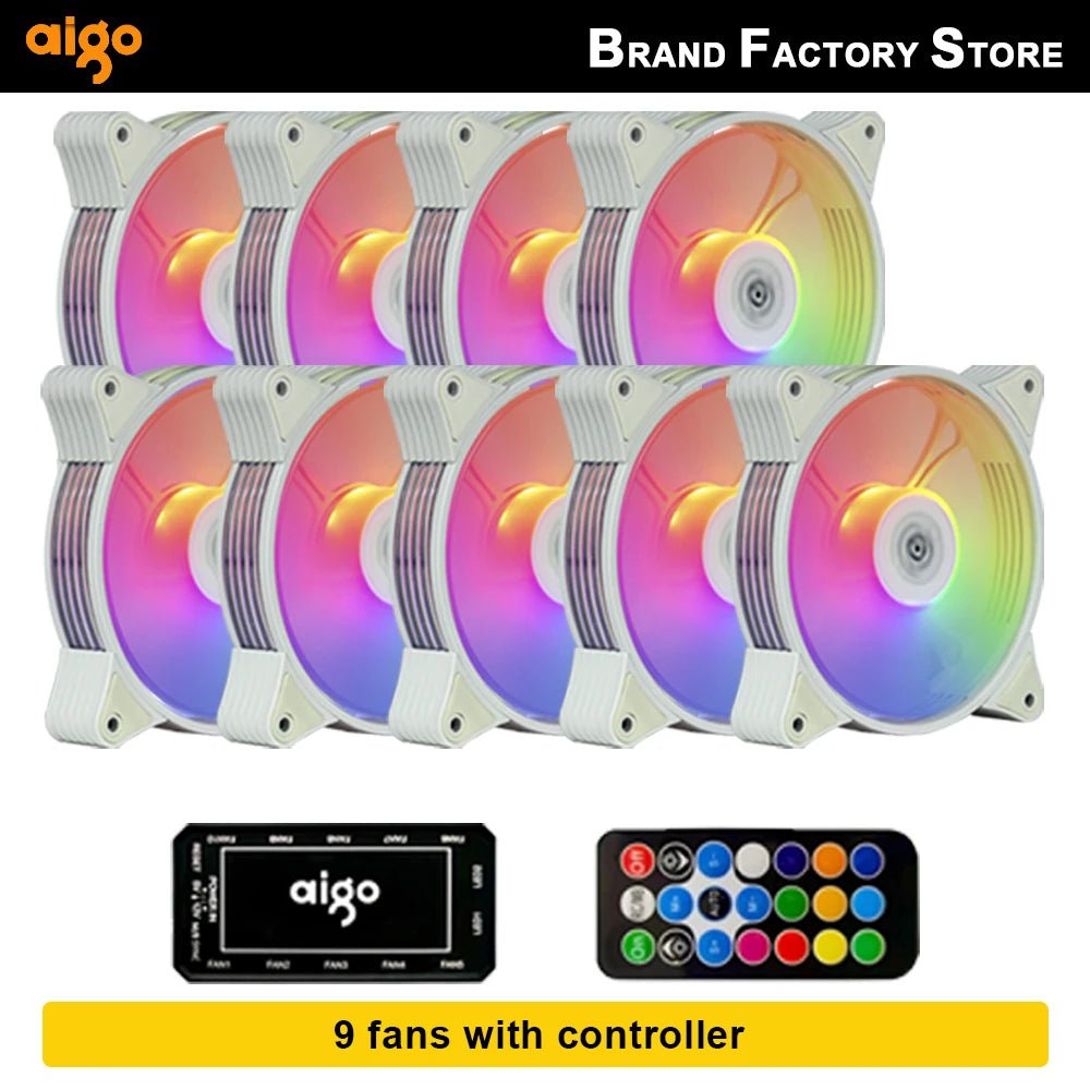 Storazone AR12 9IN1 WHITE / WHITE / A-RGB Aigo AR12 120mm pc computer Case Fan RGB Heatsink aura sync sata port 12cm Cooler argb Silent controller fan cooling ventilador