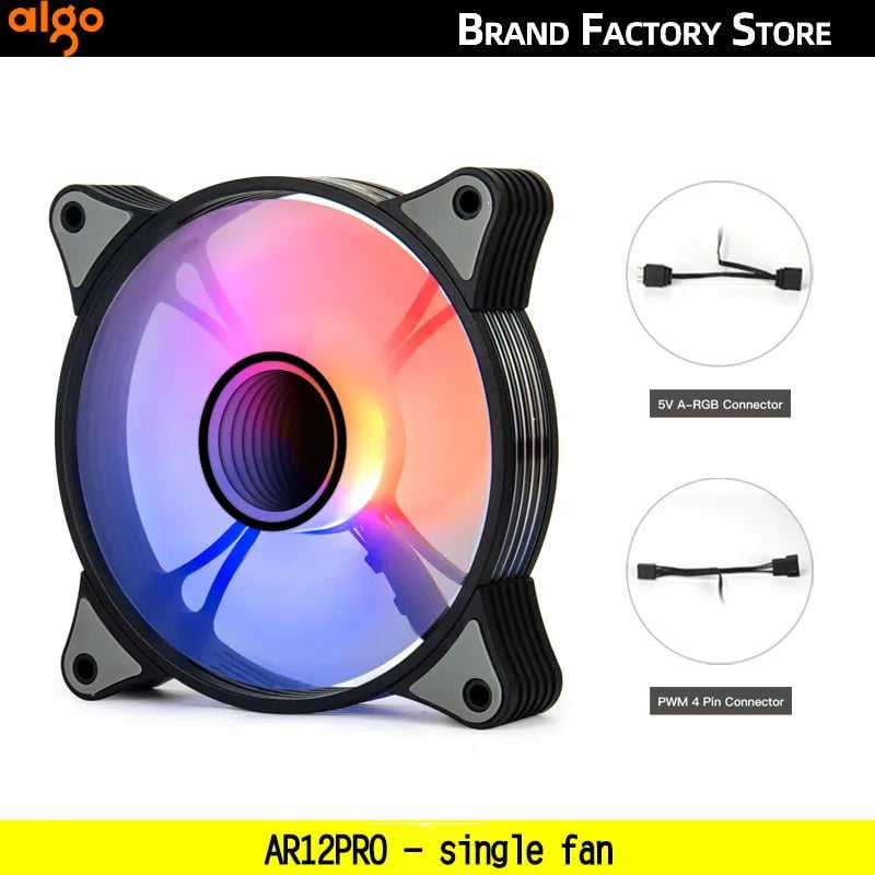 Storazone AR12PRO 1 fan / black / A-RGB Aigo AR12PRO 120mm rgb fan 4pin PWM argb Cooling fan 3pin5v aurora effect colorful choice 12cm ventilador Computer PC Case fans