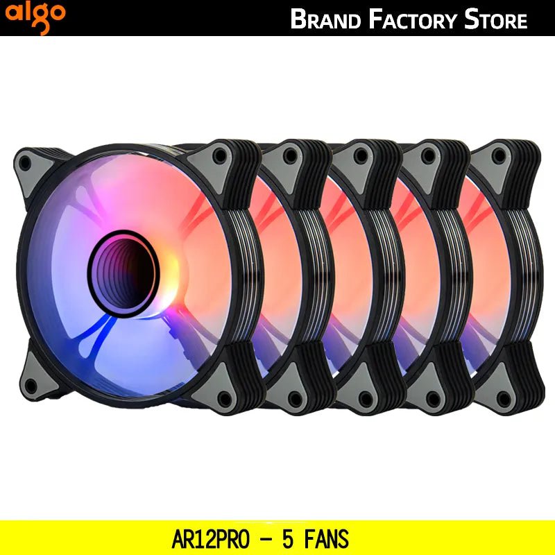 Storazone AR12PRO 5IN1 / black / A-RGB Aigo AR12PRO 120mm rgb fan 4pin PWM argb Cooling fan 3pin5v aurora effect colorful choice 12cm ventilador Computer PC Case fans