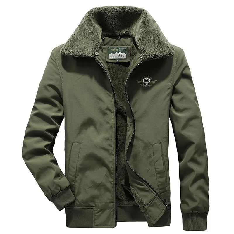 Storazone army green / M Autumn Winter Jacket Men Casual Velvet Thick Warm Parka Jacket Fur Collar Detachable Windbreaker Outerwear Large Size M-4XL