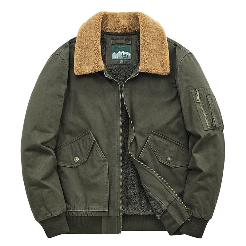 Storazone army green / M Winter Men's Bomber Jacket Trend Fashion Men's Outdoor Thick Velvet Thick Cotton Jacket Casual Slim Warm Jacket Men's Clothing