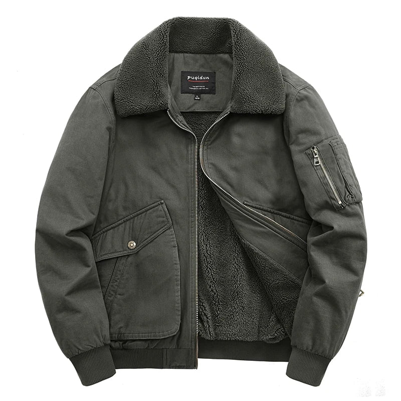 Storazone army green / XXXS Winter Fleece Lined Jacket Men Classic Outwear Military Jacket Brand Bomber Warm Coat Fleece Collar Men Clothing Fashion Hot