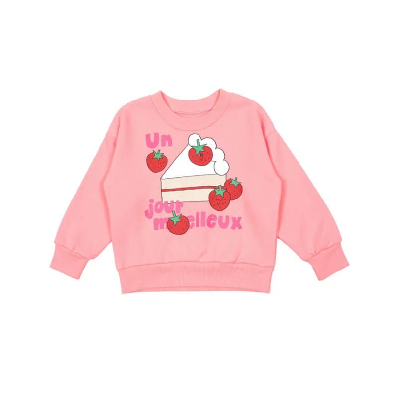 Storazone as picture 1 / Size90 Autumn Bebebebe Children Clothes Set Kids Hoodies Sweatshirt Baby Clothes Boy Girl Cute Strawberry Cake Cotton Sweatshirt Pants