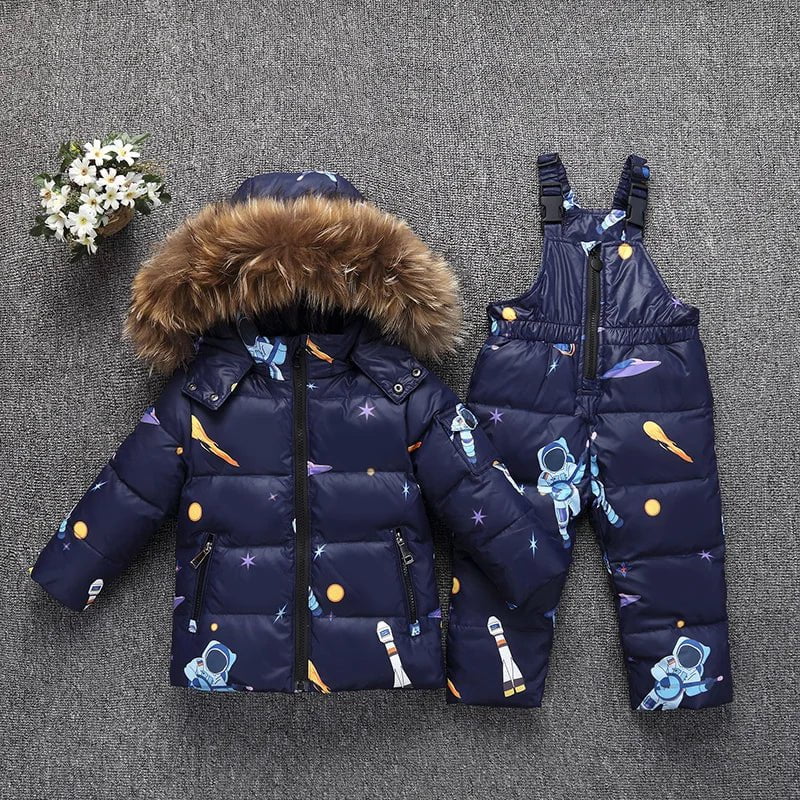 Storazone as picture / 2T OLEKID -30 Degree Russia Winter children Boys Clothes set Down Jacket Coat + Overalls For Girl 1-5 Years Kids Baby Girl Snowsuit