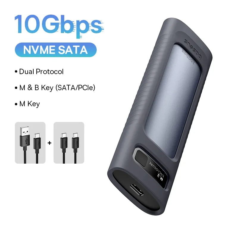 Storazone As the picture / CHINA Baseus M2 SSD Case NVME SATA Dual Protocol M.2 to USB Type C 3.2 Gen 2 Portable SSD Sata Nvme Enclosure External PC Case