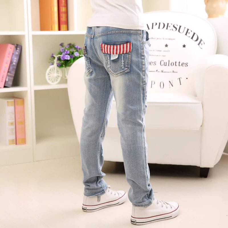 Storazone Autumn Spring Baby Boys Jeans Pants Kids Clothes Cotton Casual Children Trousers Teenager Denim Boys Clothes 4-14Year