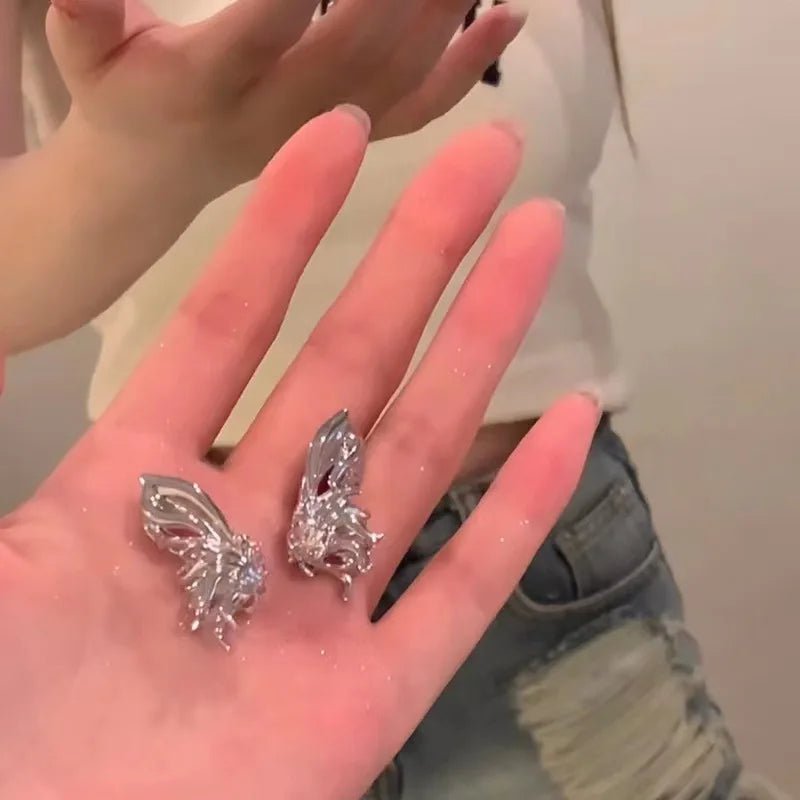 Storazone AY5716902AY Y2K Irregular Liquid Earrings for Women Silver Color Hip-Hop Punk Fashion Geometric Earring Clip Girl 2024 Trendy Party Jewelry