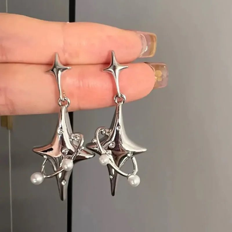Storazone AY5764501AY Y2K Irregular Liquid Earrings for Women Silver Color Hip-Hop Punk Fashion Geometric Earring Clip Girl 2024 Trendy Party Jewelry