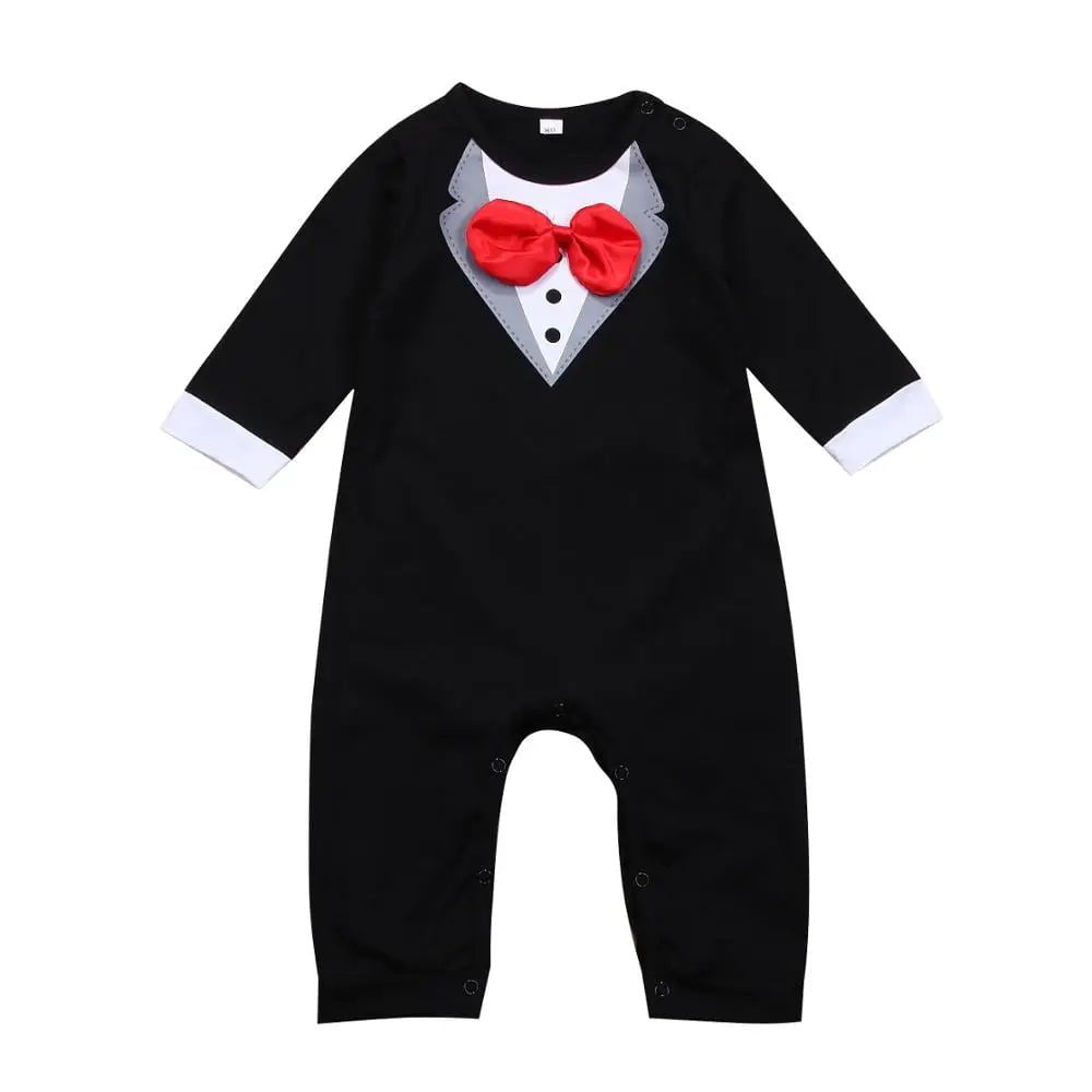 Storazone B / 3M Newborn Baby Boys Clothes 2020 Summer Fall Boys Long Sleeve Romper Jumpsuits Bow-tie Gentleman Suit Baby Boys Outfits