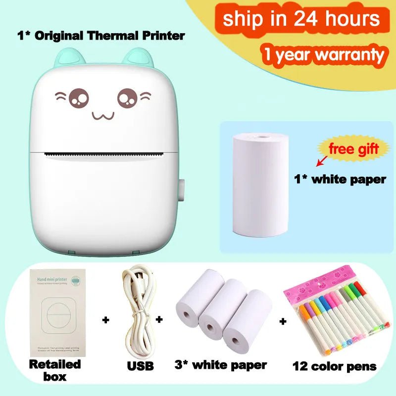 Storazone B-add color pen 1 Portable Mini Thermal Printer Wirelessly BT 203dpi Photo Label Memo Wrong Question Printing With USB Cable Imprimante Portable