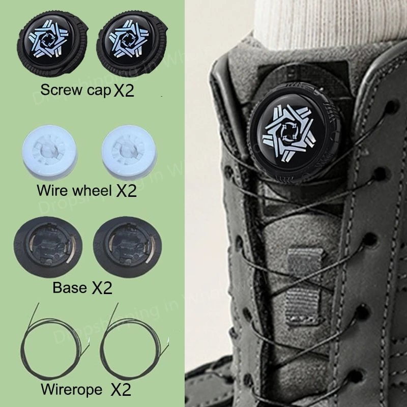 Storazone B-Black 2023 New Automatic Laces Sneakers Swivel Buckle Shoelaces Without ties Adults Kids Lazy No Tie Shoe laces Shoe Accessories 1Pair