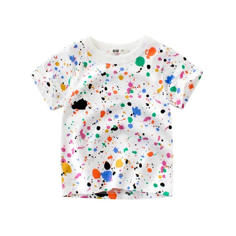 Storazone B / CHINA / 110(4T) 2024 Children's T-Shirt for Boys Girls Kids Shirts Baby Short Sleeve Full Print Toddler Cotton Cartoon Car Tee Tops Clothing