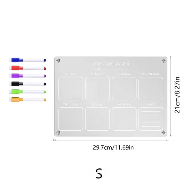 Storazone B Fridge Magnet Sticker Calendar Board Planner Reusable Magnetic Dry Erase Board Schedule Transparent Acrylic Fridge Message Menu