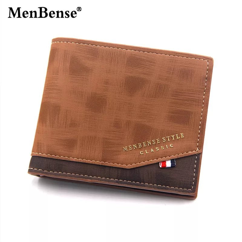 Storazone B New Men's Wallet Short Cross Section Youth Tri-fold Wallet Stitching Business Multi-card Zipper Coin Purse Wallet Passport Cover