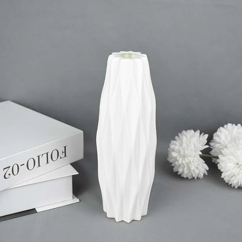 Storazone B02 Modern Flower Vase White Pink Blue Plastic Vase Flower Pot Basket Nordic Home Living Room Decoration Ornament Flower Arrangement