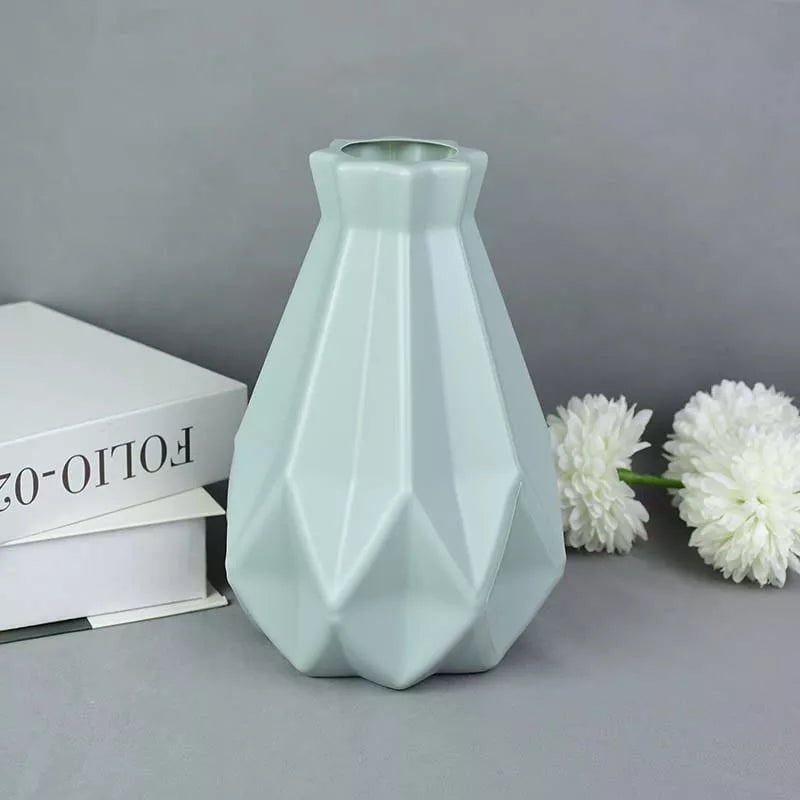 Storazone B04 Modern Flower Vase White Pink Blue Plastic Vase Flower Pot Basket Nordic Home Living Room Decoration Ornament Flower Arrangement