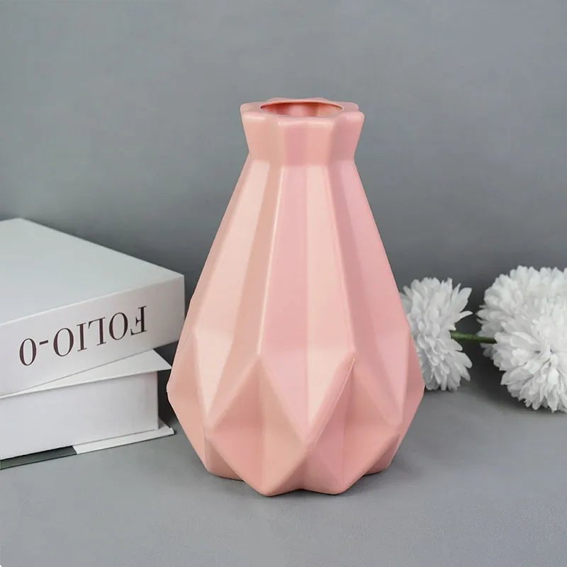 Storazone B06 Modern Flower Vase White Pink Blue Plastic Vase Flower Pot Basket Nordic Home Living Room Decoration Ornament Flower Arrangement