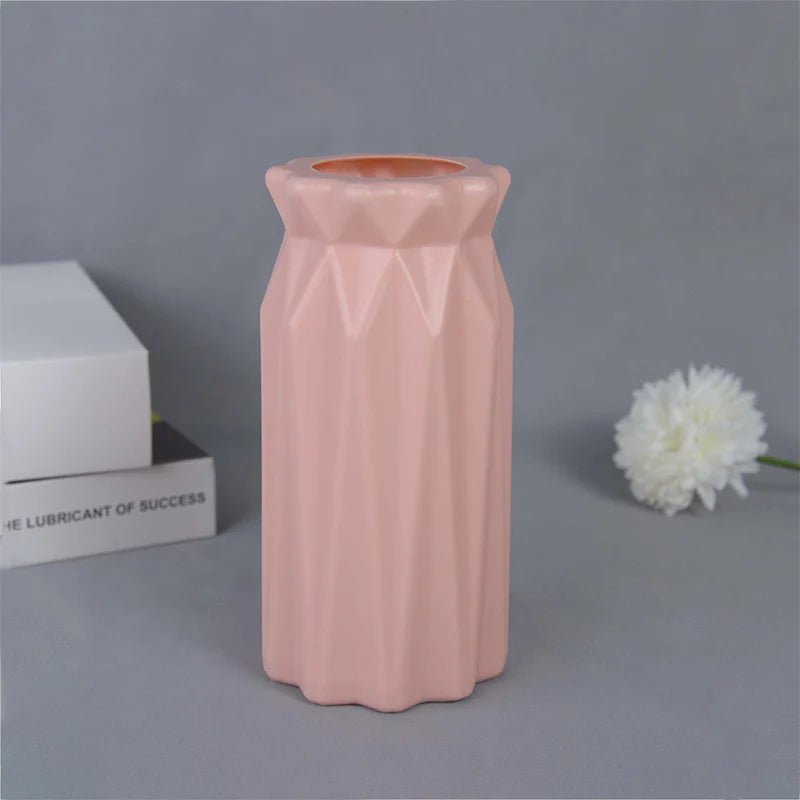 Storazone B08 Modern Flower Vase White Pink Blue Plastic Vase Flower Pot Basket Nordic Home Living Room Decoration Ornament Flower Arrangement