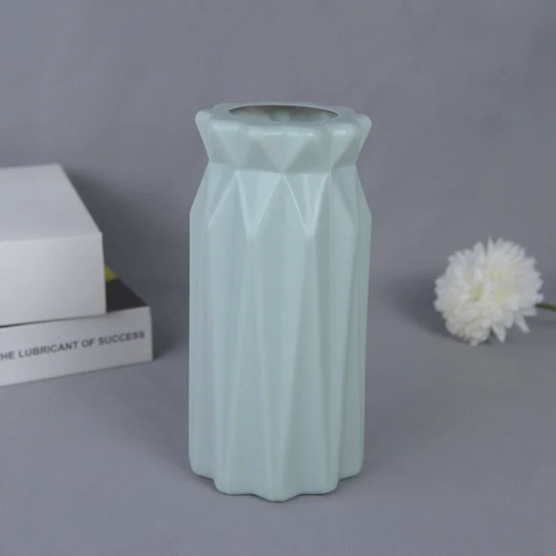 Storazone B09 Modern Flower Vase White Pink Blue Plastic Vase Flower Pot Basket Nordic Home Living Room Decoration Ornament Flower Arrangement