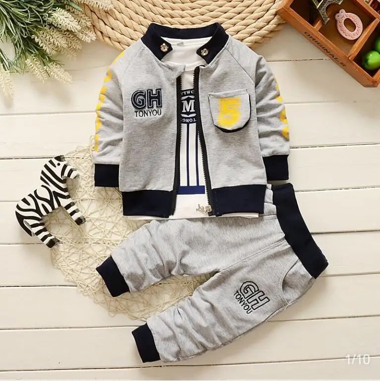 Storazone Baby Boys Clothes Sets Spring Autumn New Kids Fashion Cotton Casual Coats+hoodies+pants 3pcs For Children Boys Sports Suit