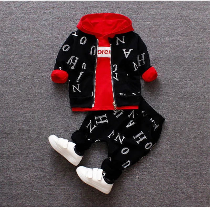 Storazone Baby Boys Clothes Sets Spring Autumn New Kids Fashion Cotton Casual Coats+hoodies+pants 3pcs For Children Boys Sports Suit