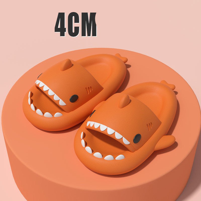 STORAZONE Bag and Choose 4CM Thick Sole Orange / 36or37 Adult's Slippers Indoor Outdoor Funny Shark Cartoon