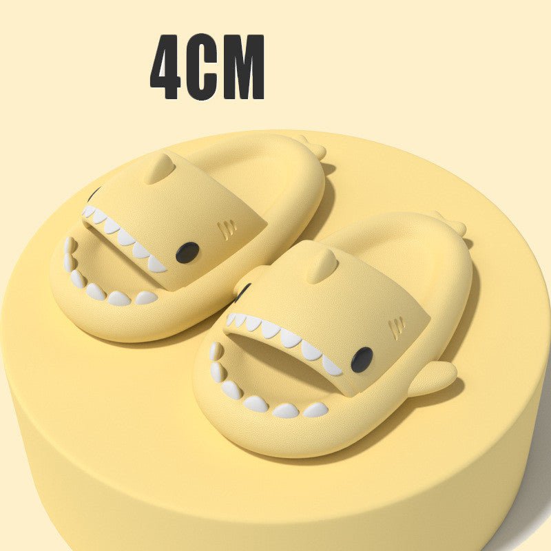 STORAZONE Bag and Choose 4CM Thick Sole pale yellow / 36or37 Adult's Slippers Indoor Outdoor Funny Shark Cartoon