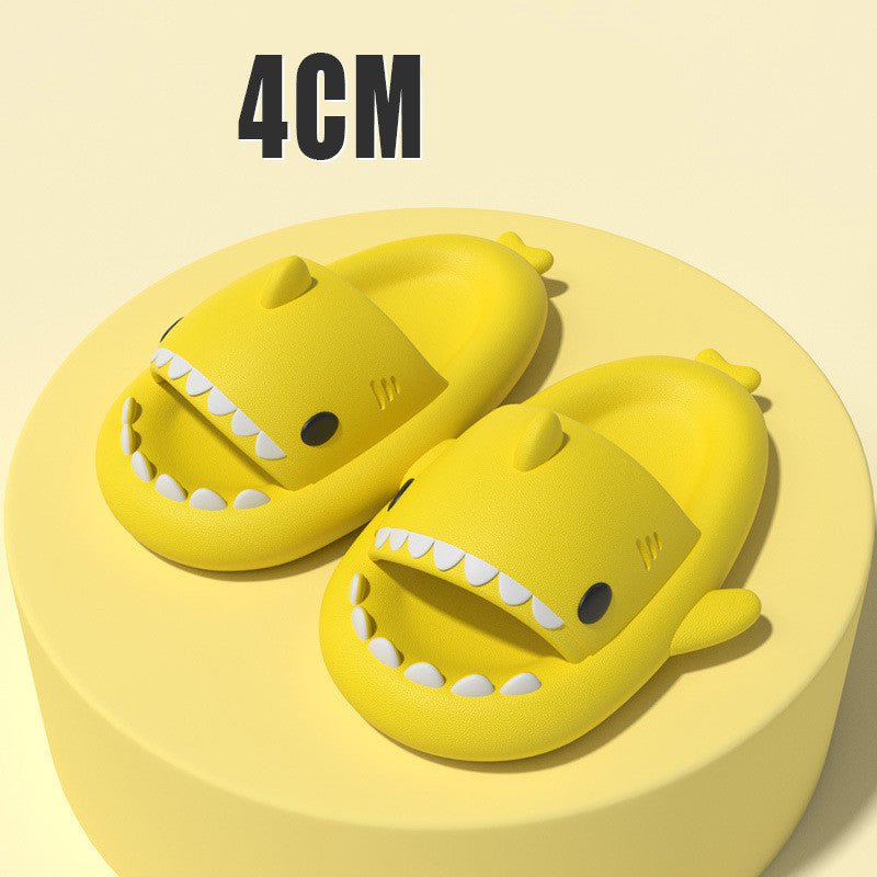 STORAZONE Bag and Choose 4CM Thick Sole Yellow / 36or37 Adult's Slippers Indoor Outdoor Funny Shark Cartoon