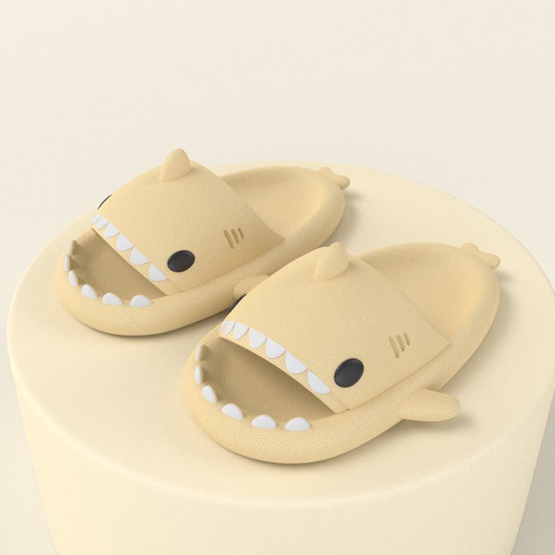 STORAZONE Bag and Choose Beige / 36or37 Adult's Slippers Indoor Outdoor Funny Shark Cartoon