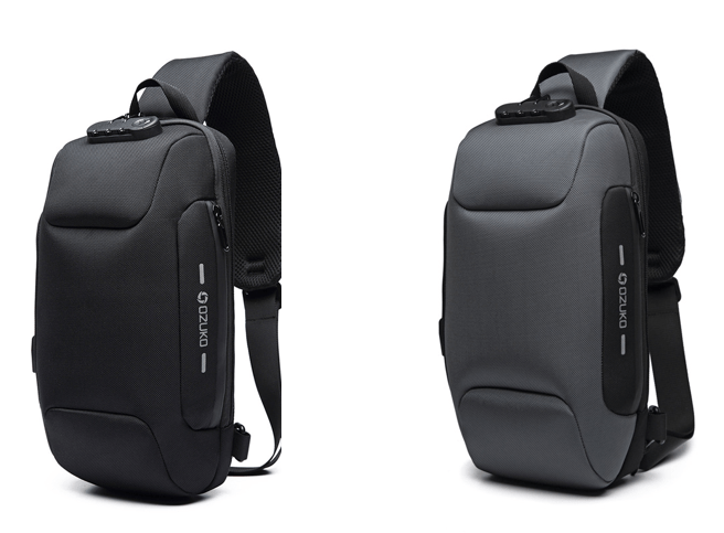 STORAZONE Bag and Choose Black and gray Multifunctional Shoulder Bag Anti-Theft Waterproof Chest Bag USB