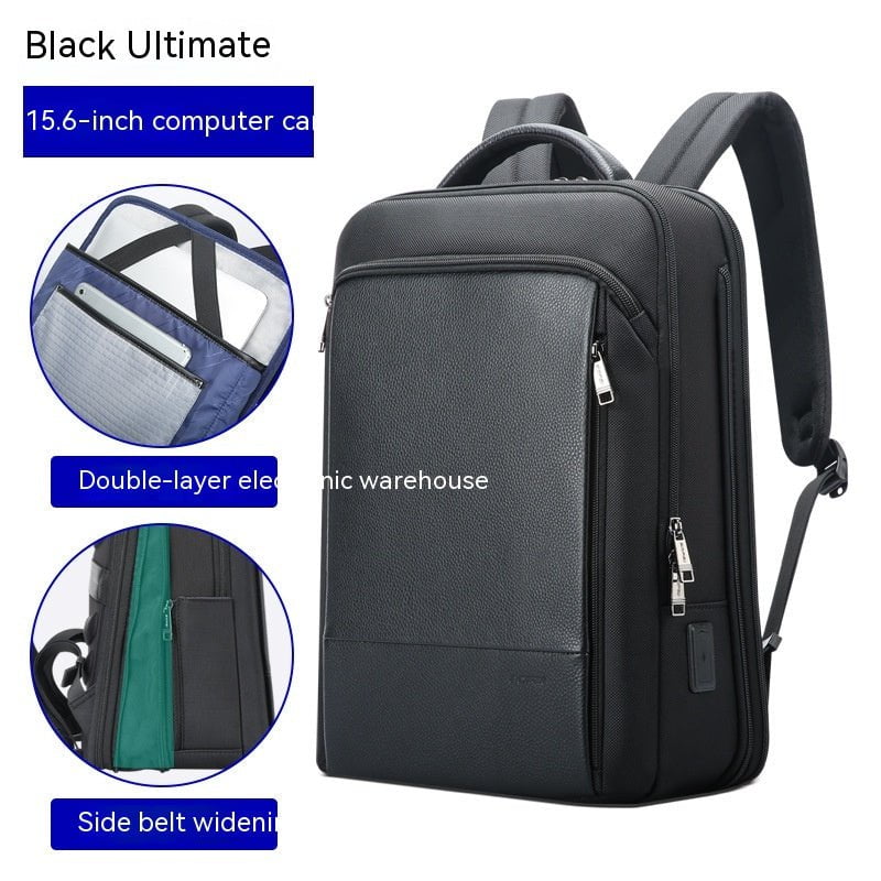 STORAZONE Bag and Choose Black leather version Men's Business Multifunction Usb Backpack