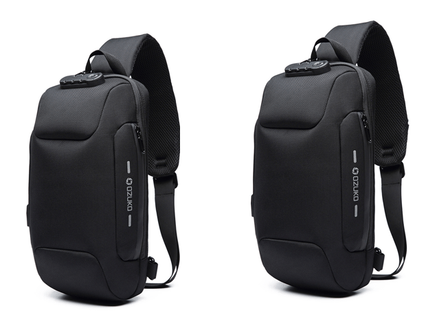 STORAZONE Bag and Choose Black2pcs Multifunctional Shoulder Bag Anti-Theft Waterproof Chest Bag USB