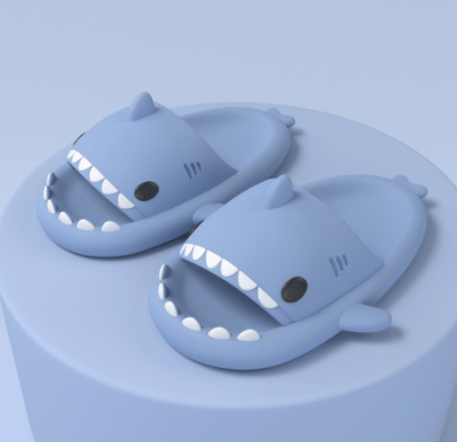 STORAZONE Bag and Choose Blue / 36or37 Adult's Slippers Indoor Outdoor Funny Shark Cartoon