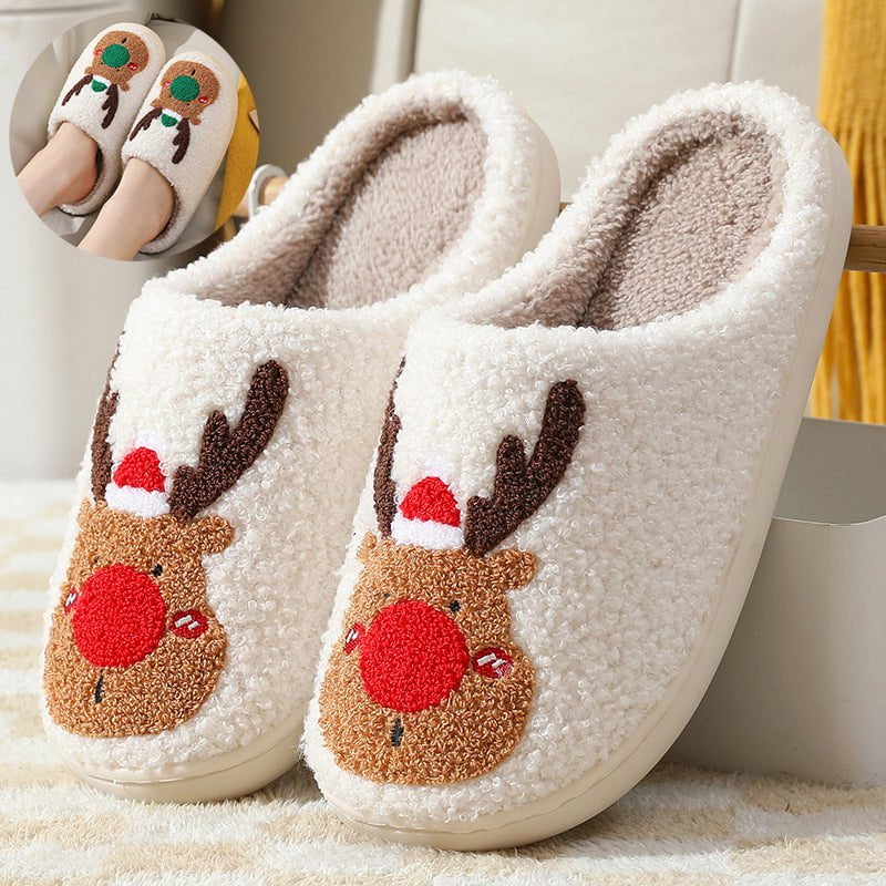 STORAZONE Bag and Choose Christmas Shoes Winter Home Slippers Elk Soft Cozy Bedroom Slipper Slip On House Shoes